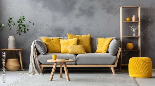 Boho Chic Living Room with Gray Sofa   Interior Design Inspiration © alauli