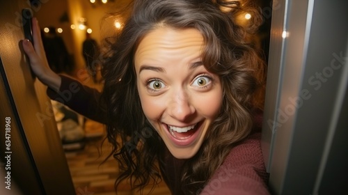 Happy young woman at a birt...