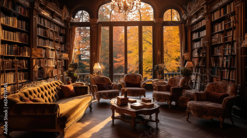 A beautiful library with a luxury interior