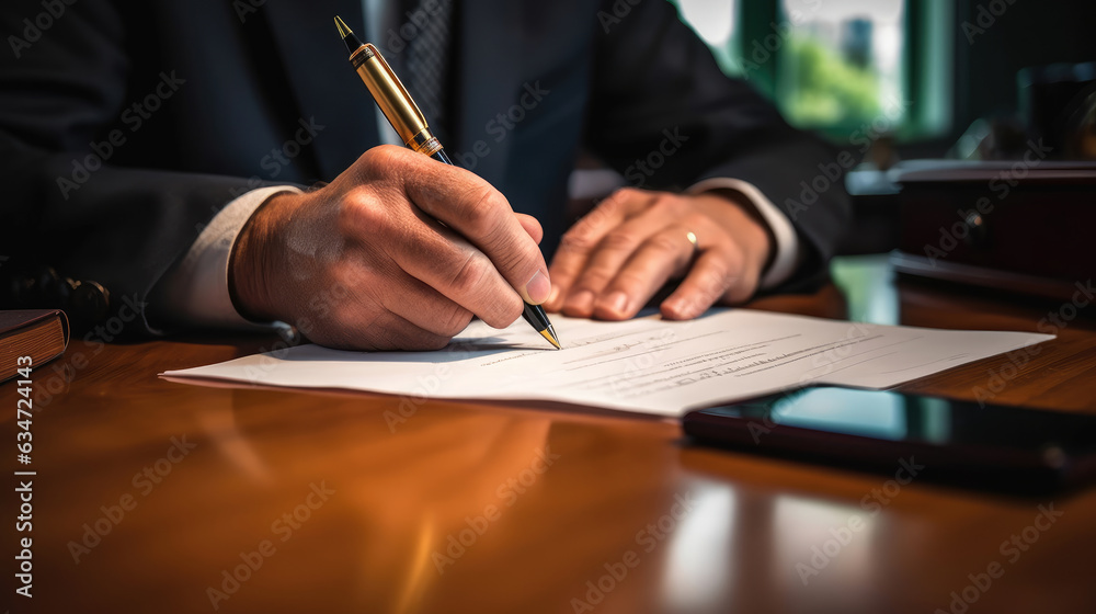 Businessman is signing contract paper Businessman is signing contract paper