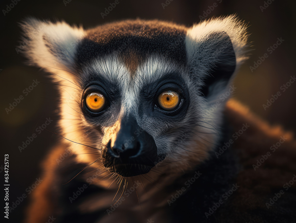 Fototapeta premium Lemur monkey portrait created with Generative AI technology