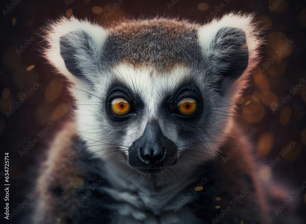 Fototapeta premium Lemur monkey portrait created with Generative AI technology