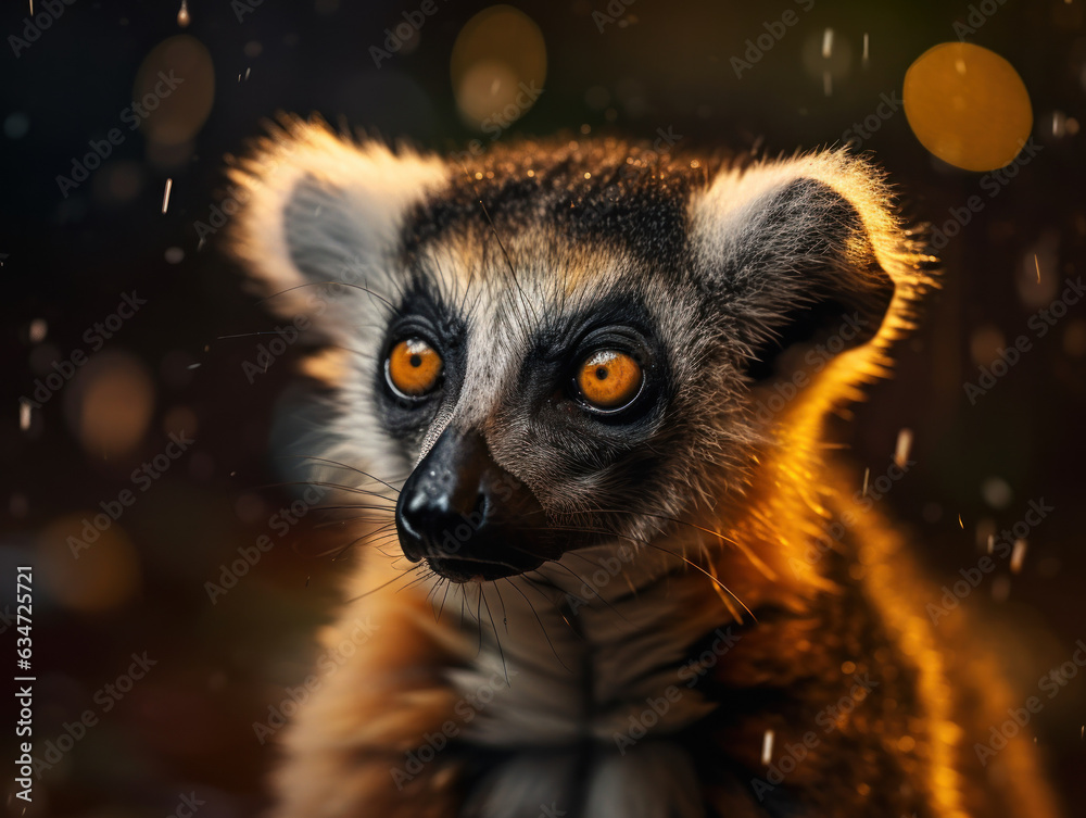Fototapeta premium Lemur monkey portrait created with Generative AI technology