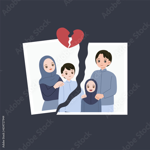 illustrations of unhappy divorce family