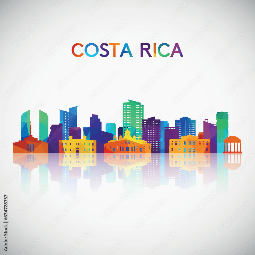 Costa Rica skyline silhouette in colorful geometric style. Symbol for your design. Vector illustration.