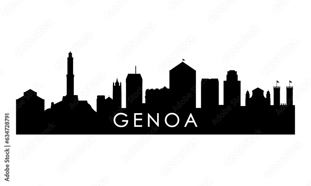 Naklejka premium Genoa skyline silhouette. Black Genoa city design isolated on white background.