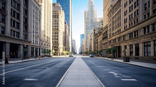 Classical architecture and urban roads, empty road in the city