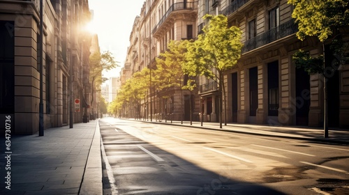 Obraz na płótnie Classical architecture and urban roads, empty road in the city w salonie