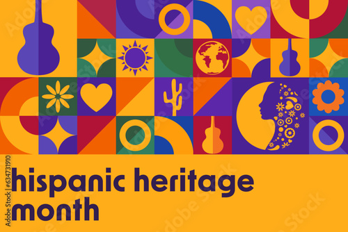 National Hispanic Heritage Month. Holiday concept. Template for background, banner, card, poster with text inscription. Vector EPS10 illustration.
