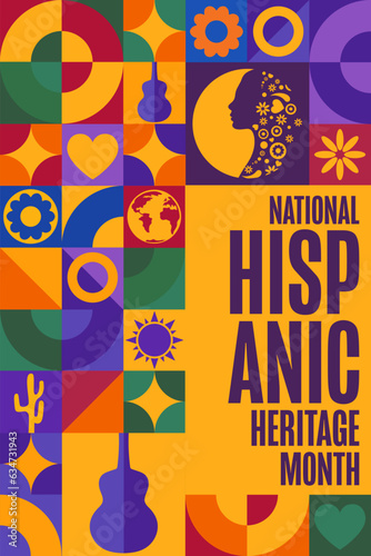 National Hispanic Heritage Month. Holiday concept. Template for background, banner, card, poster with text inscription. Vector EPS10 illustration.