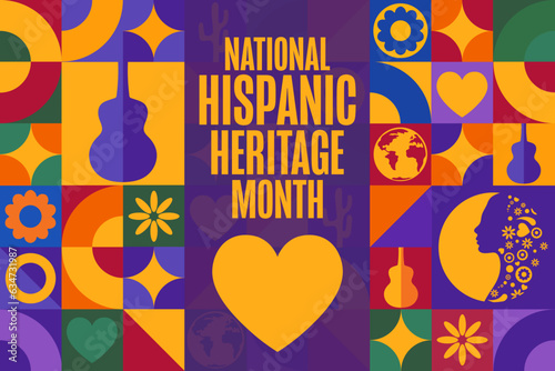National Hispanic Heritage Month. Holiday concept. Template for background, banner, card, poster with text inscription. Vector EPS10 illustration.