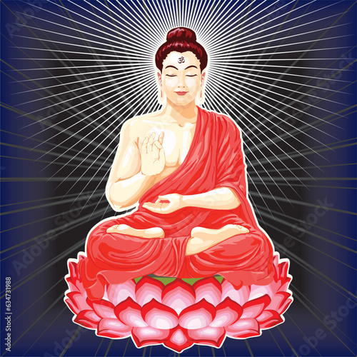Buddha Siddharta Gautama meditation on lotus flower Zen