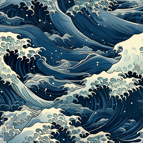 Stampa su tela japan great wave wallpaper.  AI Generated Images