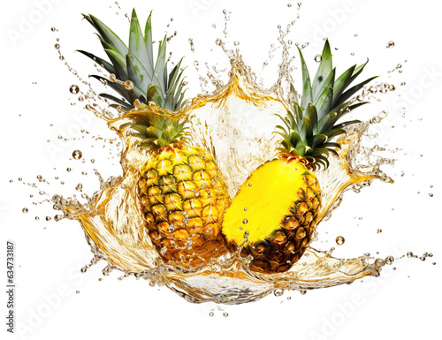 pineapple with juice splash