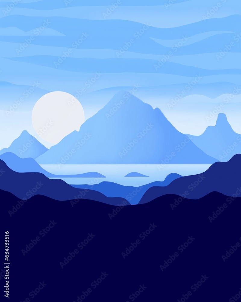 Mountain Landscape Cartoon Drawing