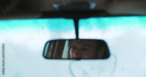 Wallpaper Mural Young man's eyes reflected rearview mirror. Torontodigital.ca