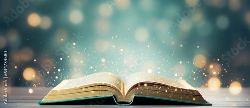 Magic book on blue background