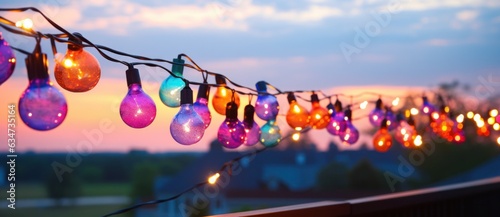 Colorful light bulb garland