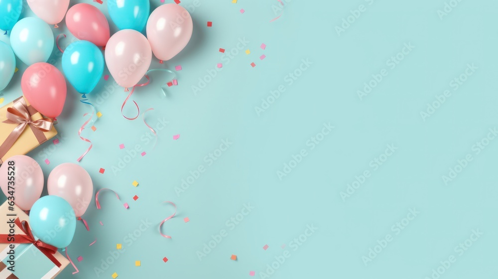 Soft pastel background with balloons