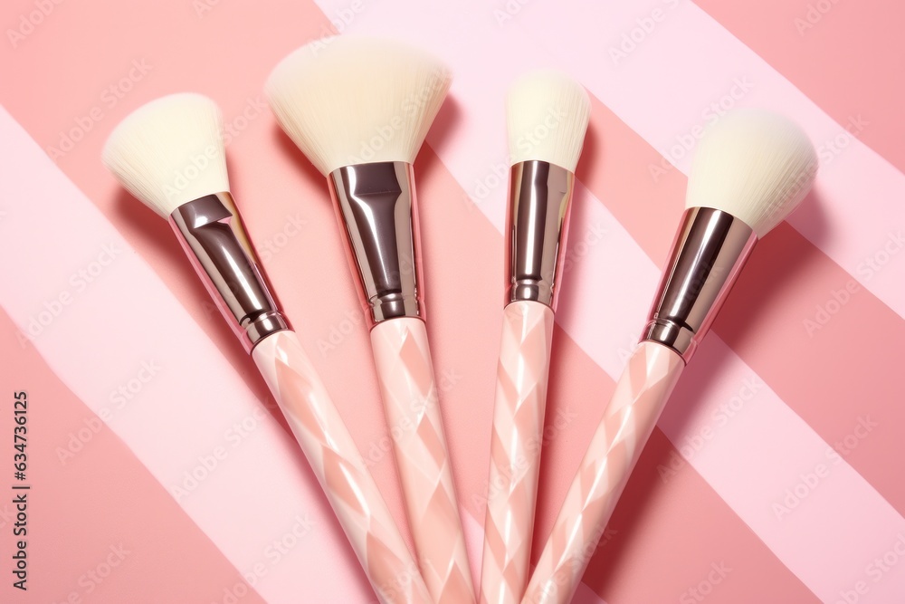 Collection of makeup brushes lined up in a row Collection of makeup brushes lined up in a row