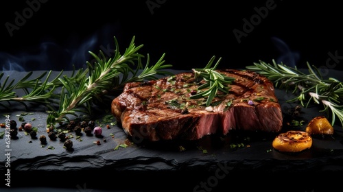 Beef steak on dark background