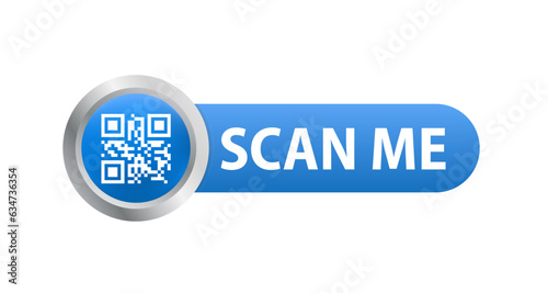 QR code for smartphone. Lettering scan me with smartphone icon. QR code for mobile app, payment and identification. Vector illustration