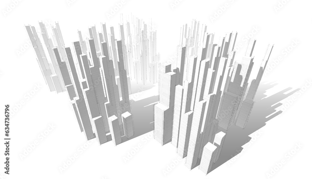 Abstract city sketch 3d rendering Abstract city sketch 3d rendering