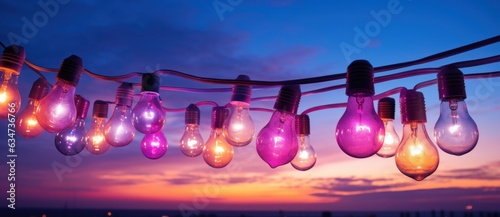 Colorful light bulb garland