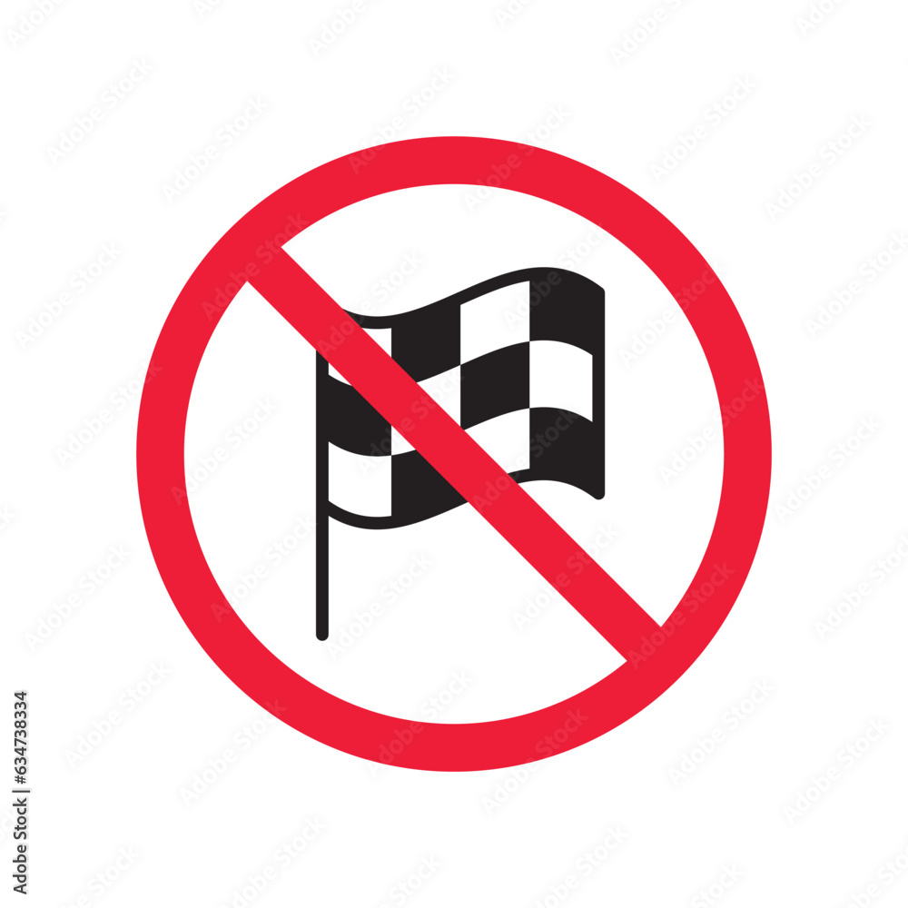 Forbidden formula 1 flag vector icon. Warning, caution, attention, restriction, label, ban, danger. No finish flag flat sign design pictogram symbol. No flag icon Forbidden formula 1 flag vector icon. Warning, caution, attention, restriction, label, ban, danger. No finish flag flat sign design pictogram symbol. No flag icon
