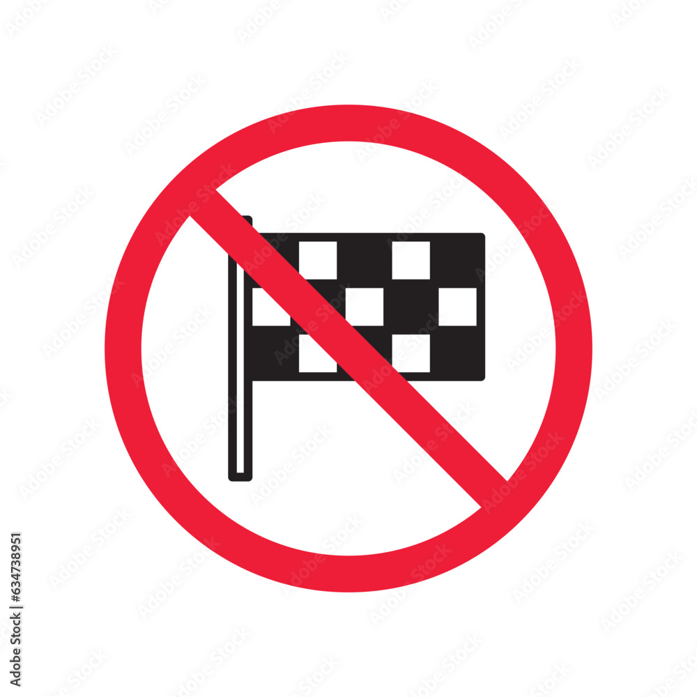 Forbidden formula 1 flag vector icon. Warning, caution, attention ...