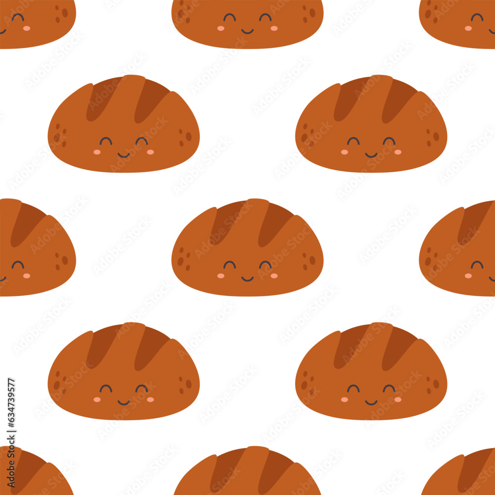 vector seamless pattern with bakery product, rye bread vector seamless pattern with bakery product, rye bread