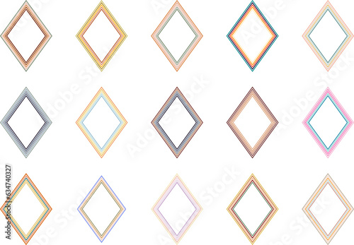 Retro rhombus frames with colorful lines
