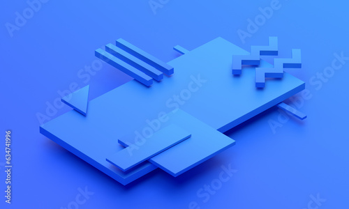 Fototapeta Naklejka Na Ścianę i Meble -  Abstract 3d render, blue geometric composition design