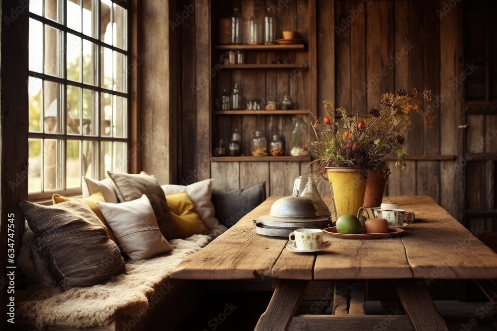 Fototapeta premium Paraphrase: Home interior design with a rustic style
