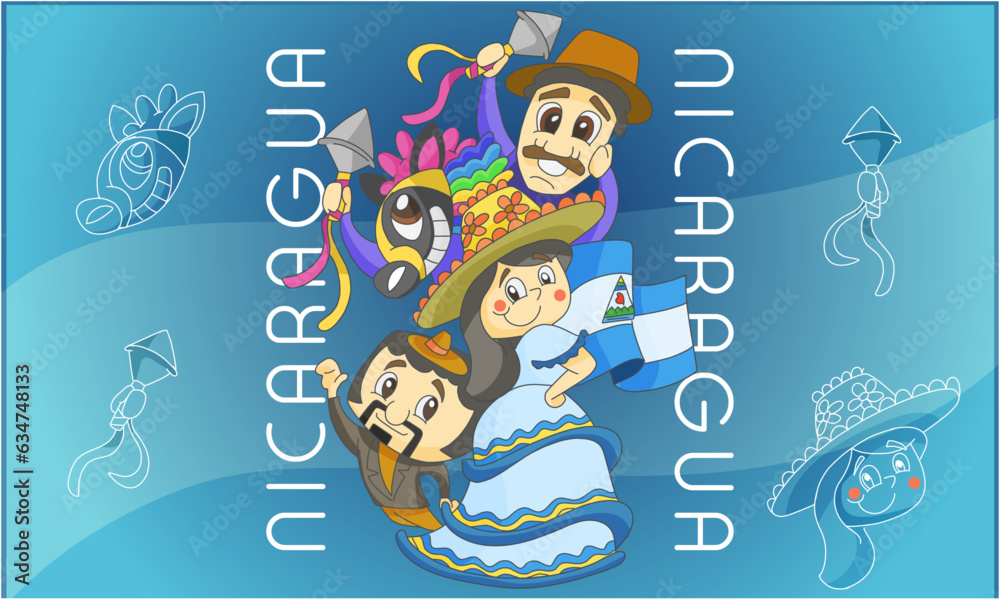 Fototapeta premium Nicaraguan custom, Central America culture vector, Nicaragua culture concept, Nicaraguan independence day