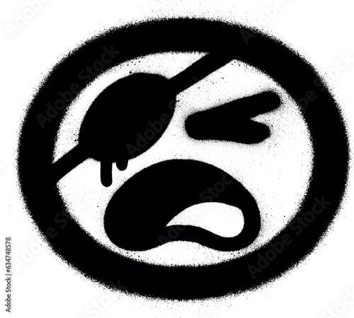 graffiti one-eyed weeping emoji in black over white