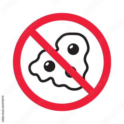 Forbidden fried egg vector icon. Warning, caution, attention, restriction, label, ban, danger. No eggs flat sign design pictogram symbol. No egg icon