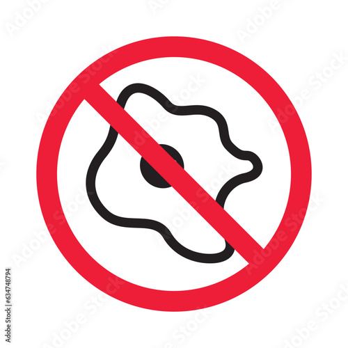 Forbidden fried egg vector icon. Warning, caution, attention, restriction, label, ban, danger. No eggs flat sign design pictogram symbol. No egg icon