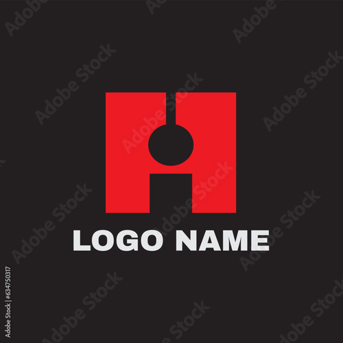 Hi red black initial monogram letter logo design