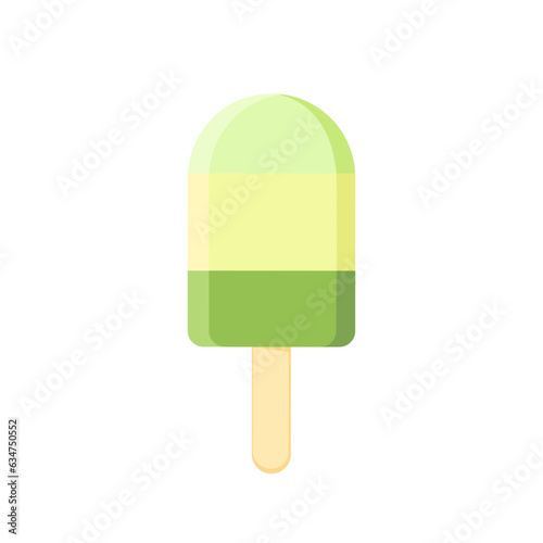 Ice cream isolated on white background. Lemon and mint ice cream. Vector frozen food illustration.