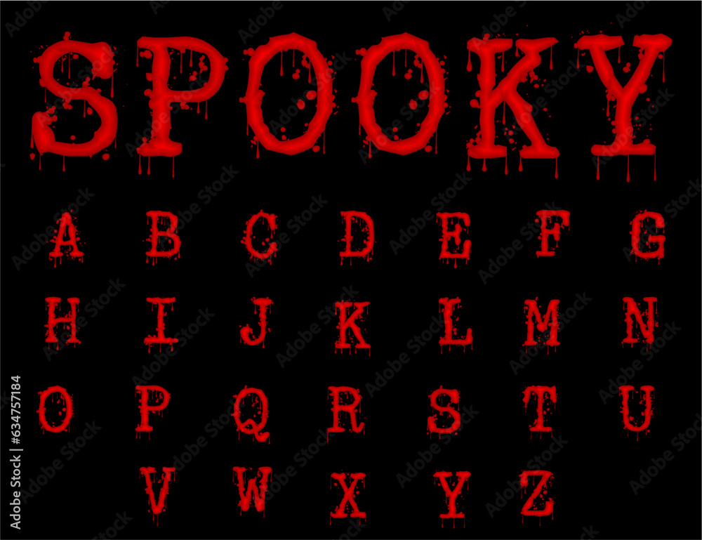 Halloween Dripping Alphabet Set, Dripping Letters Set, Dripping Font Vector Design, Splatter Alphabet Set 