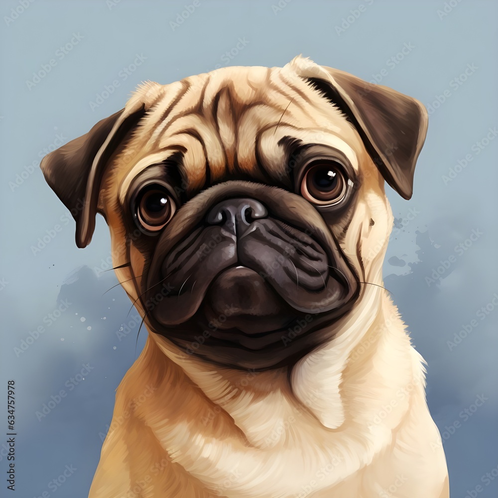 Pug Dog Funny and Cute Illustration