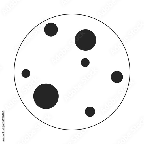 Moon flat monochrome isolated vector object. Celestial body with craters. Editable black and white line art drawing. Simple outline spot illustration for web graphic design