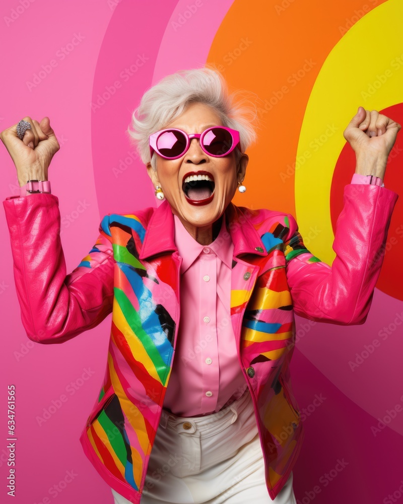 Portrait of Senior adult in high fashion and fun concept Portrait of Senior adult in high fashion and fun concept