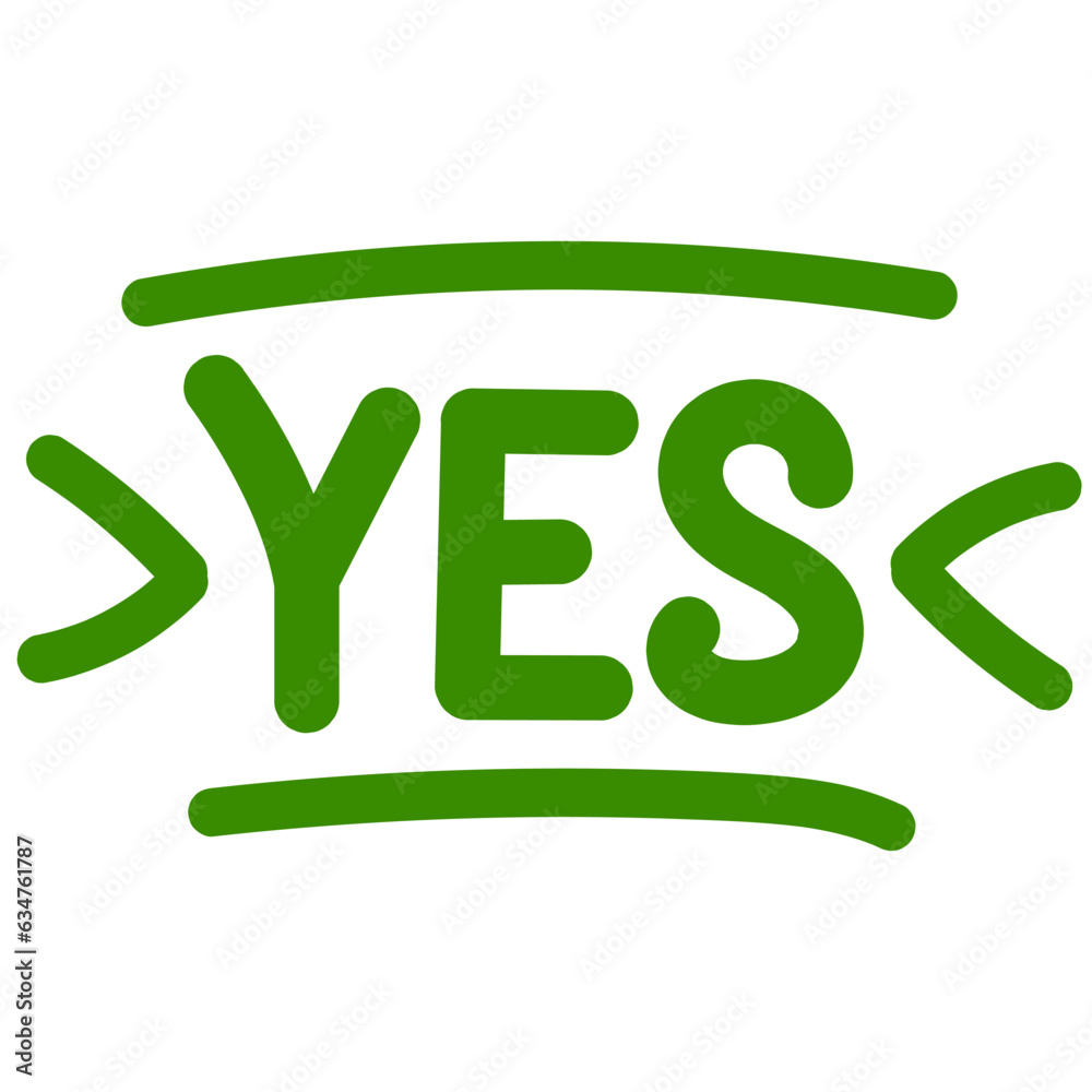 Green hand drawn yes icon, yes approval consent sign Green hand drawn yes icon, yes approval consent sign