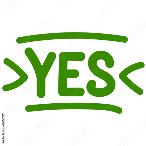 Green hand drawn yes icon, yes approval consent sign