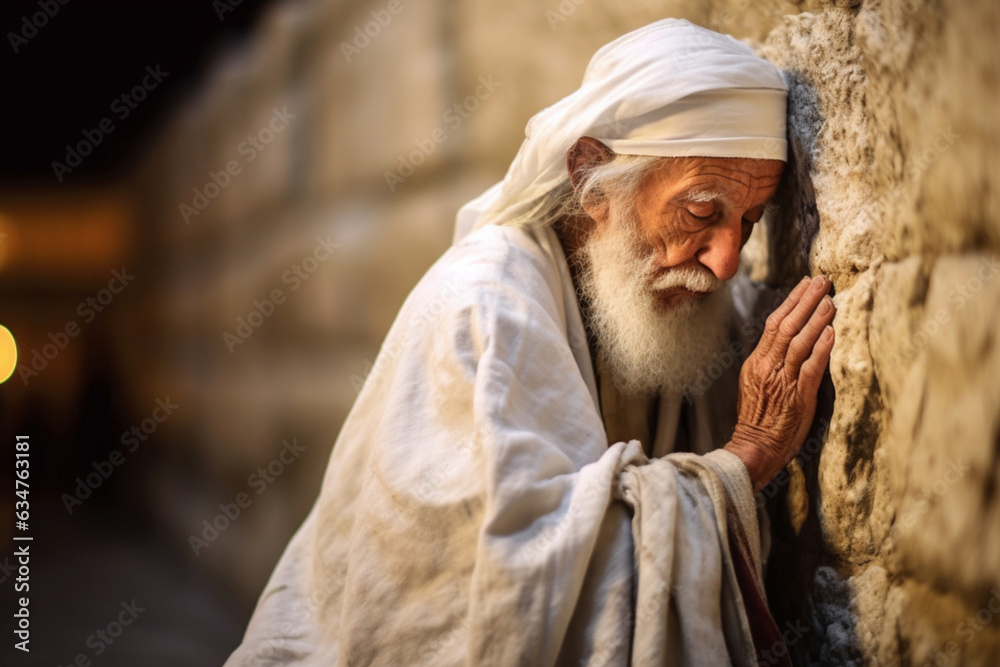 A Jewish man prays at the Western Wall in Jerusalem