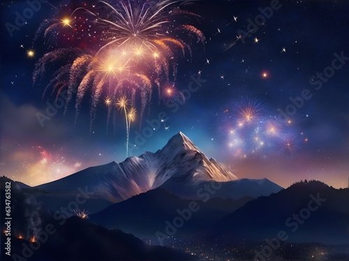 fireworks over the mountains