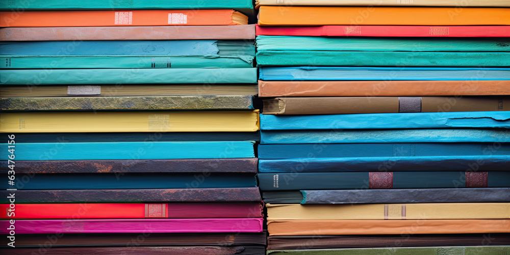 Top view on colorful stacked books. Education and learning concept background Top view on colorful stacked books. Education and learning concept background