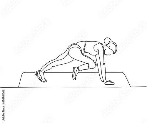 Mountain climber exercise Line Drawing, Mountain climber exercise one line art, Mountain climber exercise, Continuous one line drawing, work out clip art,  workout fitness, Outline exercise clipart